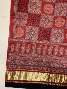 Ajrakh dupatta tissue pallu