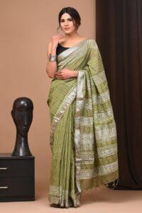 Linen cotton saree