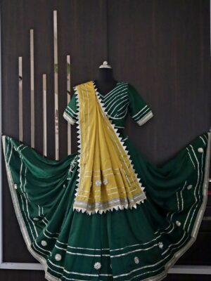 green and yellow navratri chaniya choli