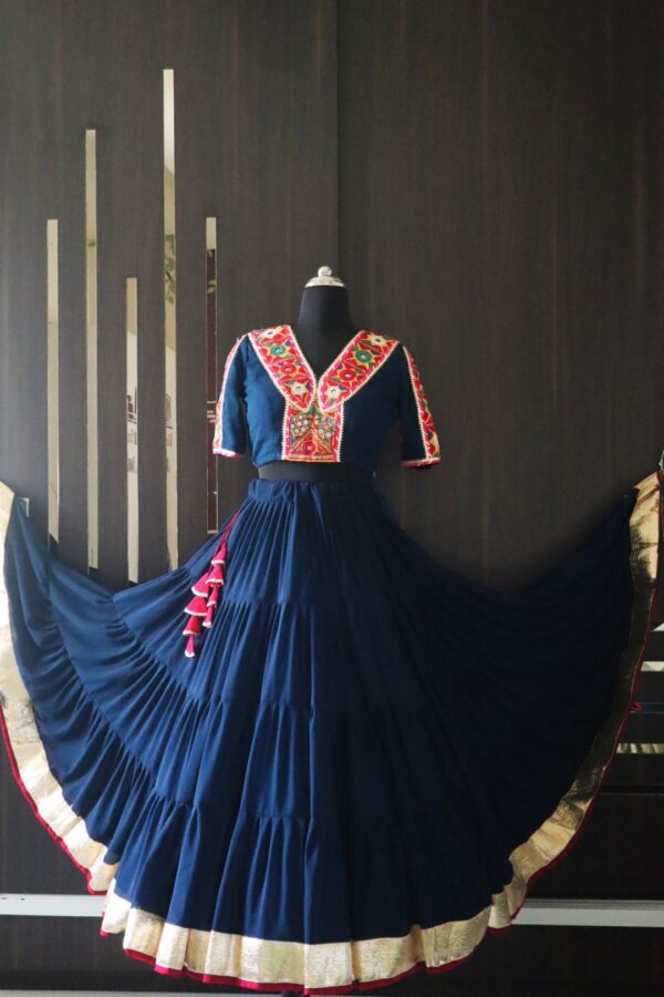 Navy Blue lehnega choli