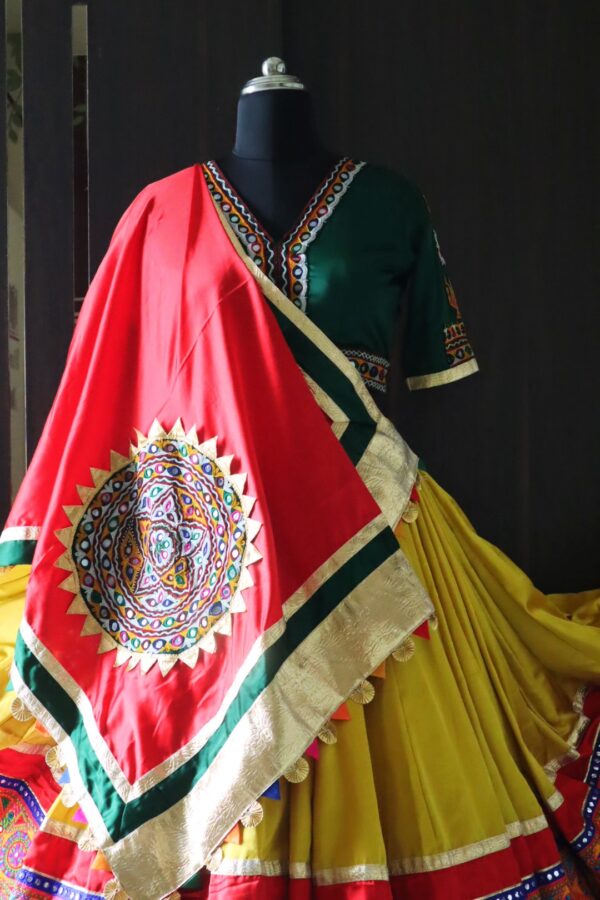 yellow lehenga with red dupatta