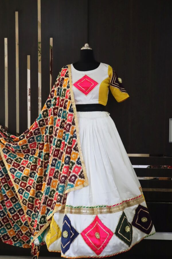 white multicolor lehenga