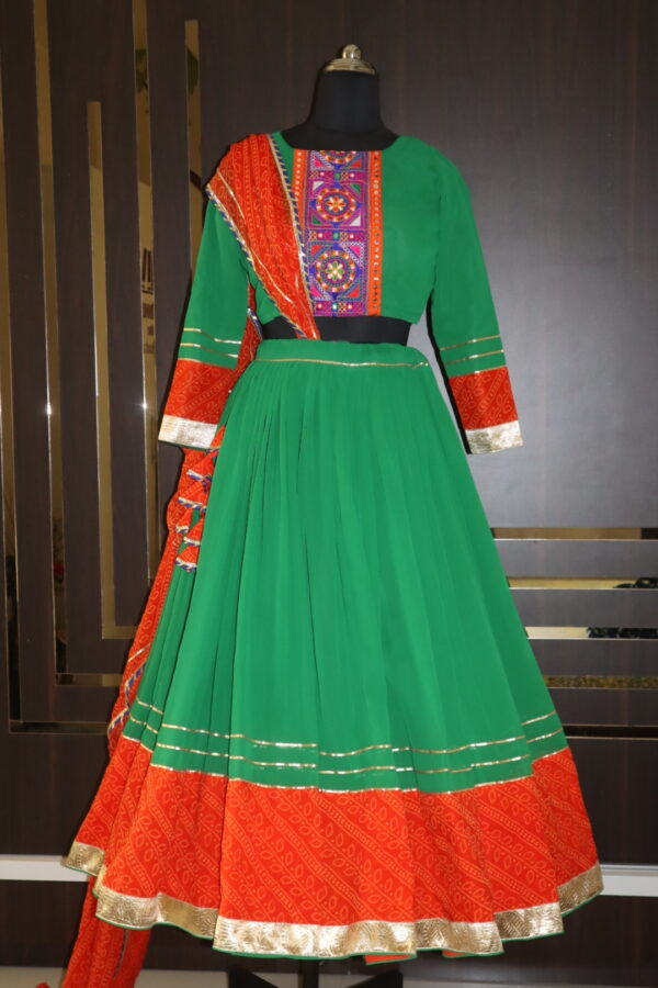 green orange lehenga