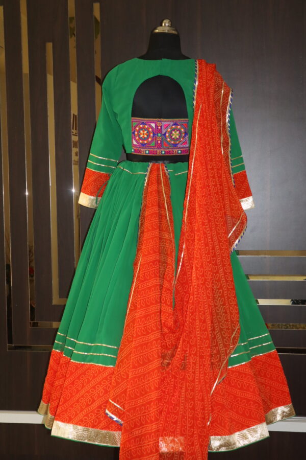 green orange dandiya dress