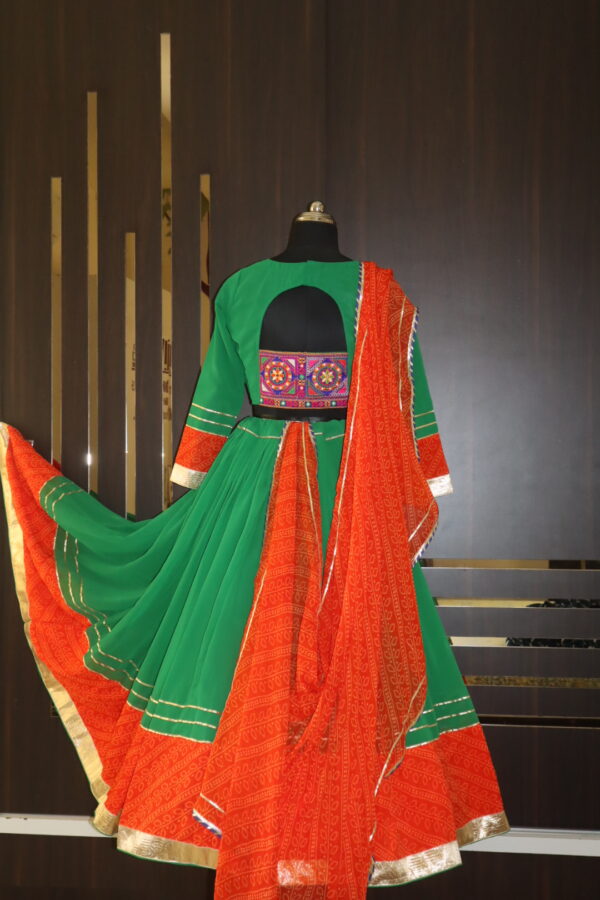 green orange lehenga choli